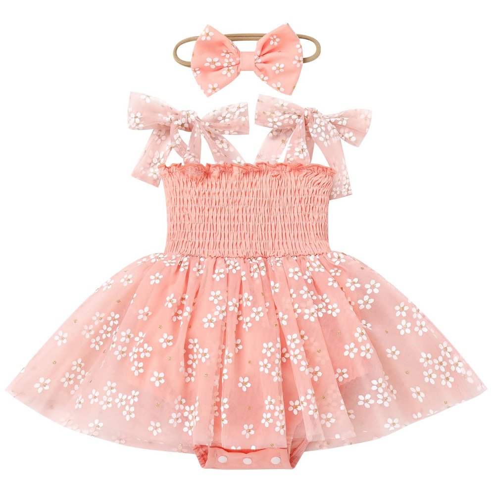 ODASDO Baby Girls 1st First Birthday Outfits, Groovy One Year Old Party Cake Smash Toddlers Kids Smocked Tulle Tutu Princess Daisy Floral Dresses Summer Bodysuit Wedding Pageant Sundress Peach 12-18M