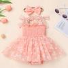 ODASDO Baby Girls 1st First Birthday Outfits, Groovy One Year Old Party Cake Smash Toddlers Kids Smocked Tulle Tutu Princess Daisy Floral Dresses Summer Bodysuit Wedding Pageant Sundress Peach 12-18M view 3