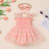 ODASDO Baby Girls 1st First Birthday Outfits, Groovy One Year Old Party Cake Smash Toddlers Kids Smocked Tulle Tutu Princess Daisy Floral Dresses Summer Bodysuit Wedding Pageant Sundress Peach 12-18M view 4