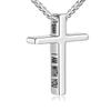 Fiusem Cross Necklace for Men, Inspirational Bible Verse Cross Chain for Men, Stainless Steel Box Necklace 14K Silver Plated 24", FEAR NOT FOR I AM WITH YOU ISAIAH view 1