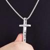 Fiusem Cross Necklace for Men, Inspirational Bible Verse Cross Chain for Men, Stainless Steel Box Necklace 14K Silver Plated 24", FEAR NOT FOR I AM WITH YOU ISAIAH view 3