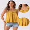 Allegra K Casual Sleeveless Top for Women's Square Neck Panel Lace Ruffles Tank Tops X-Small Yellow view 2