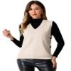 Allegra K Knit Sweater Vest for Women's Sleeveless Ribbed V Neck Pullover Vest Large Beige view 1