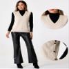 Allegra K Knit Sweater Vest for Women's Sleeveless Ribbed V Neck Pullover Vest Large Beige view 2
