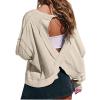 NineFit Basics Womens Open Back Workout Tops Backless Long Sleeve Athletic Shirt Casual Summer Loose Running Crop Top Gym Yoga Tee Khaki, XX-Large view 1