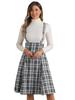 Allegra K Overall Plaid Dress for Women's Christmas Tartan Pinafore Suspender Skirt Medium Black view 1