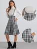 Allegra K Overall Plaid Dress for Women's Christmas Tartan Pinafore Suspender Skirt Medium Black view 3