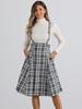 Allegra K Overall Plaid Dress for Women's Christmas Tartan Pinafore Suspender Skirt Medium Black view 4