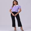 Allegra K Peter Pan Collar Blouse for Women's Contrast Collar Work Office Button Down Chiffon Top X-Large Light Purple view 4