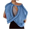 Open Back Tank Tops for Women 2024 Workout Tops Backless Cap Short Sleeve Athletic T-Shirt Y2k Crop Top Gym Yoga Tees Blue view 1