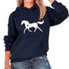KOGYAS Women Horse Hoodie With Heart Graphic Basic Loose Long Sleeve Pullovers Top with Pocket Drop Shoulder Sweatshirt Navy Blue view 1
