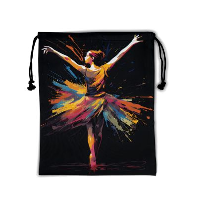 Black Grip Bag for Gymnastics Dance Printed Lightweight Gym String Bag Adjustable Sport Drawstring Bag
