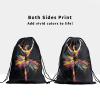 Black Grip Bag for Gymnastics Dance Printed Lightweight Gym String Bag Adjustable Sport Drawstring Bag view 3