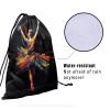 Black Grip Bag for Gymnastics Dance Printed Lightweight Gym String Bag Adjustable Sport Drawstring Bag view 4