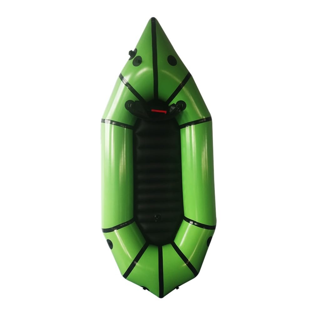 Packraft 420D TPU Inflatable Travel Kayak Lightweight Packrafts with Soft Seat for Flat Water Rafting Bicycle Drifting Litewater Dinghy, 1 Person (Olive Green)