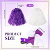 Hanaive 3 Pcs Cheerleading Pom Poms and Large Cheerleader Hair Bow Metallic Foil Cheer Pompoms Cheerleader Supplies for Dance Squad Rooters Sport Team Accessories(White Purple,Matte) view 2