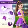 Hanaive 3 Pcs Cheerleading Pom Poms and Large Cheerleader Hair Bow Metallic Foil Cheer Pompoms Cheerleader Supplies for Dance Squad Rooters Sport Team Accessories(White Purple,Matte) view 3