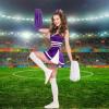 Hanaive 3 Pcs Cheerleading Pom Poms and Large Cheerleader Hair Bow Metallic Foil Cheer Pompoms Cheerleader Supplies for Dance Squad Rooters Sport Team Accessories(White Purple,Matte) view 4