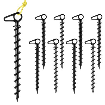COBARYEN 11" Aluminum Screw-in Ground Anchors - Heavy Duty Metal, Non-Rust Spiral Tent Stakes for High Wind, Grass, Sand, Camping, Canopies, Trampolines & Outdoor Securing