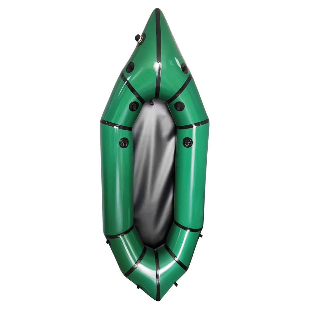 Packraft 420D TPU Inflatable Travel Kayak Lightweight Packrafts with Soft Seat for Flat Water Rafting Bicycle Drifting Litewater Dinghy, 1 Person (Green)