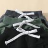 Karwuiio Toddler Baby Boys 3-Pack Pants Solid Color Elastic Waist Jogger Pants Kids Sweatpants (Black+Green+Dark Gray, 2-3 Years) view 4