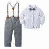 Boarnseorl Baby Boys Pants Sets, Infant Long Sleeve Shirt + Pants + Bow Tie + Suspenders,Toddler Gentleman Outfits,9-12M view 1