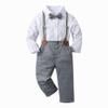 Boarnseorl Baby Boys Pants Sets, Infant Long Sleeve Shirt + Pants + Bow Tie + Suspenders,Toddler Gentleman Outfits,9-12M view 2