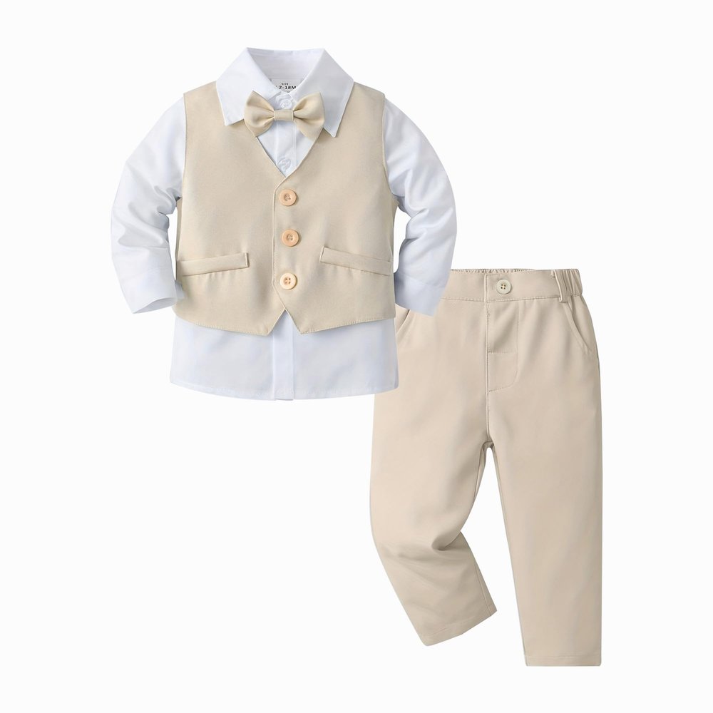 Baby Boys Pants Sets, Infant Long Sleeve Shirt + Pants + Bow Tie + Vest,Toddler Gentleman Outfits,2-3Y