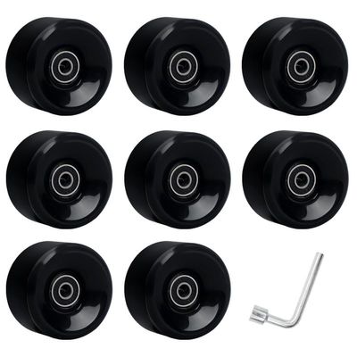 Castrap Roller Skate Wheels,78A Black PU Wear-Resistant Wheels Double-Row Roller Skates Accessories,Quad Roller Skate Wheels for Roller Derby Skating,Jam, Rink & Rhythm Skates (Black-8,65 * 36mm)
