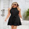 utcoco Women's 2024 Summer Dress Halter Casual Sleeveless Beach Outfits Boho Sundress Ruffle Belted Midi Dress (Medium, Black) view 3
