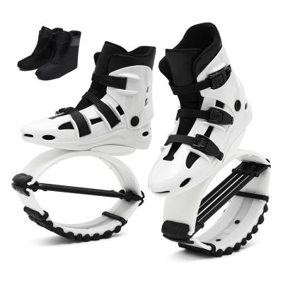 CYHTYM Kangaroo Jump Shoes Black and White 4T Spring Bouncing Shoes, Adult Fitness Moon Boots, Detachable Lining(X-Large)