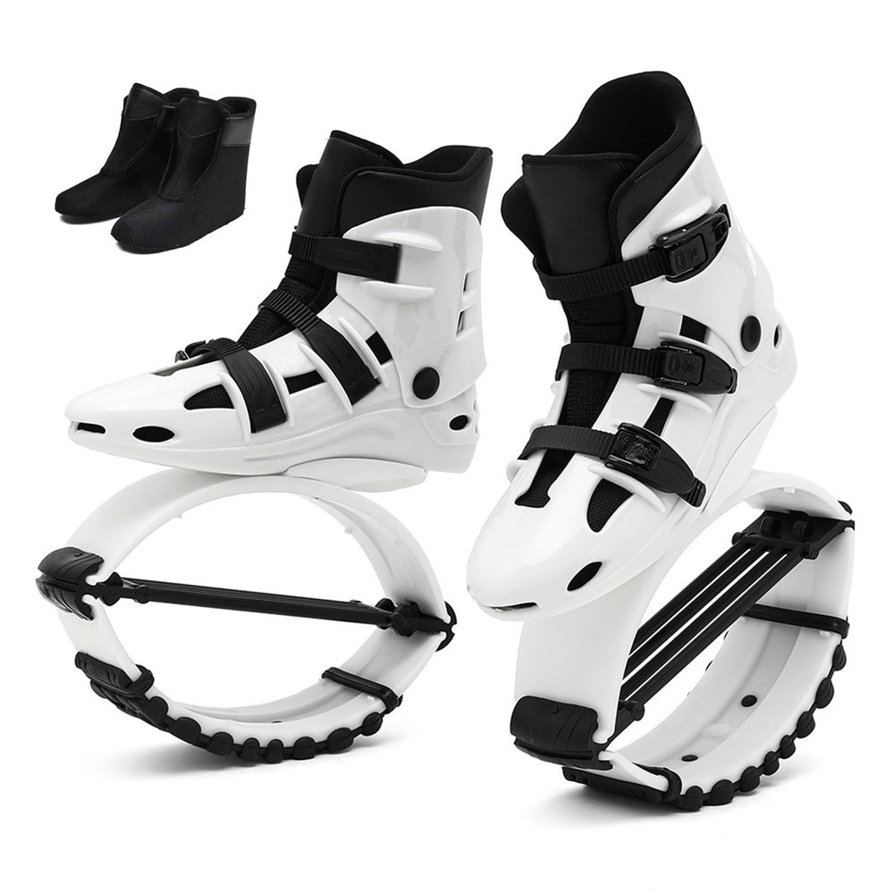 CYHTYM Kangaroo Jump Shoes Black and White 4T Spring Bouncing Shoes, Adult Fitness Moon Boots, Detachable Lining(X-Large)