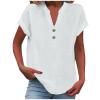 Cotton Tunic Tops for Women,Lightning+Deals Today on Clearance Prime,Linen Shirts for Women 2025 Summer Casual V Neck Button Down Short Sleeve Top White view 1