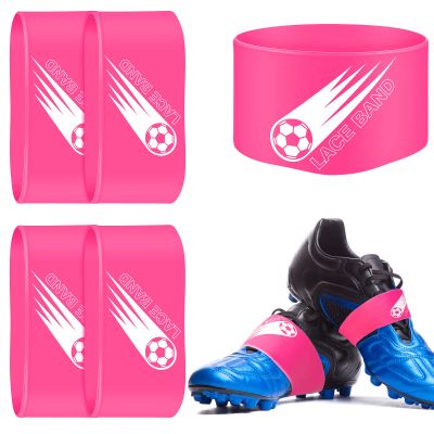 Patelai 4 Pcs Soccer Cleat Lace Cover Sports Shoe Band Protector Soccer Shoe Cleat Bands Youth Adult (Youth,Pink)