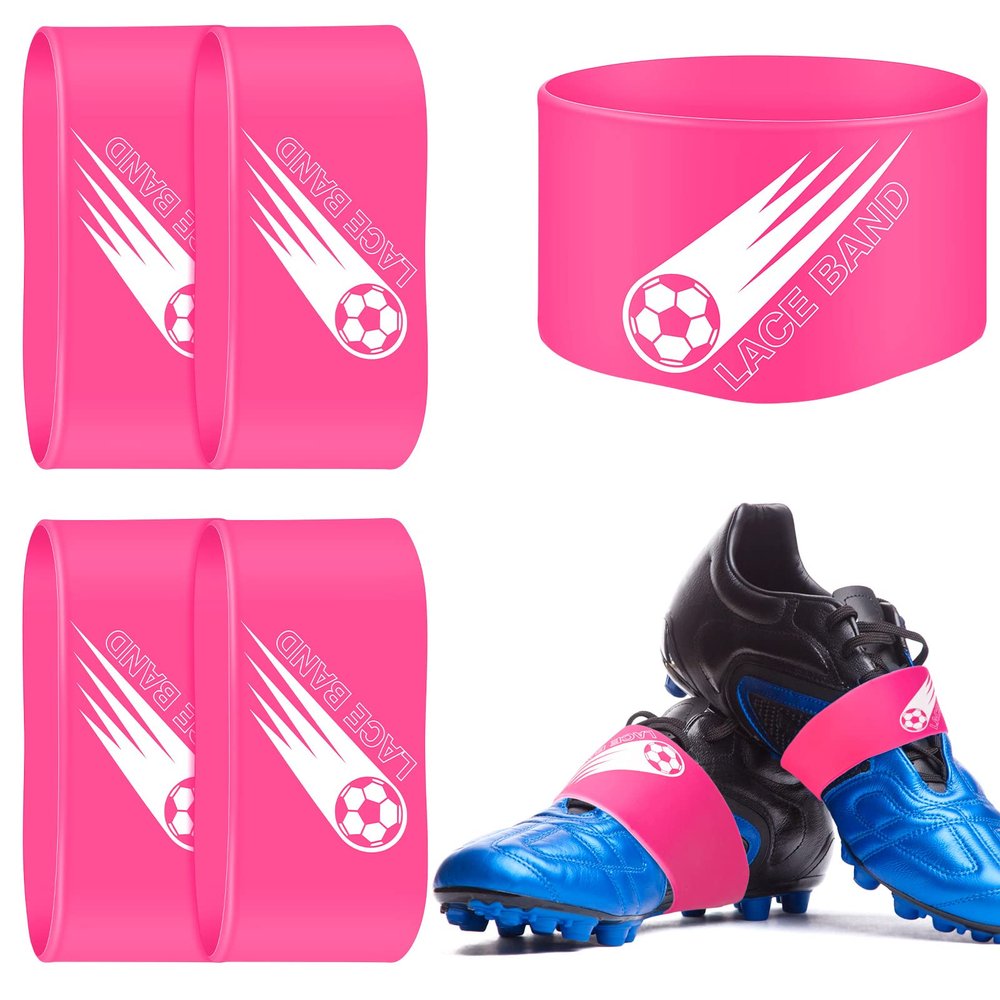 Patelai 4 Pcs Soccer Cleat Lace Cover Sports Shoe Band Protector Soccer Shoe Cleat Bands Youth Adult (Youth,Pink)