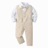 Boarnseorl Baby Boys Pants Sets, Infant Long Sleeve Shirt + Pants + Bow Tie + Vest,Toddler Gentleman Outfits,9-12M view 3