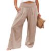 Angerella Khaki Pants for Women Summer High Waisted Palazzo Pants Wide Leg Long Lounge Pant Trousers with Pocket L view 1