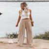 Angerella Khaki Pants for Women Summer High Waisted Palazzo Pants Wide Leg Long Lounge Pant Trousers with Pocket L view 2