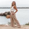 Angerella Khaki Pants for Women Summer High Waisted Palazzo Pants Wide Leg Long Lounge Pant Trousers with Pocket L view 3