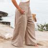 Angerella Khaki Pants for Women Summer High Waisted Palazzo Pants Wide Leg Long Lounge Pant Trousers with Pocket L view 4