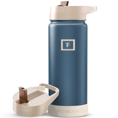 IRON FLASK Camping & Hiking Hydration Flask with Straw, Wide Mouth Insulated Stainless Steel Sports Water Bottle - 22 oz Desert Oasis
