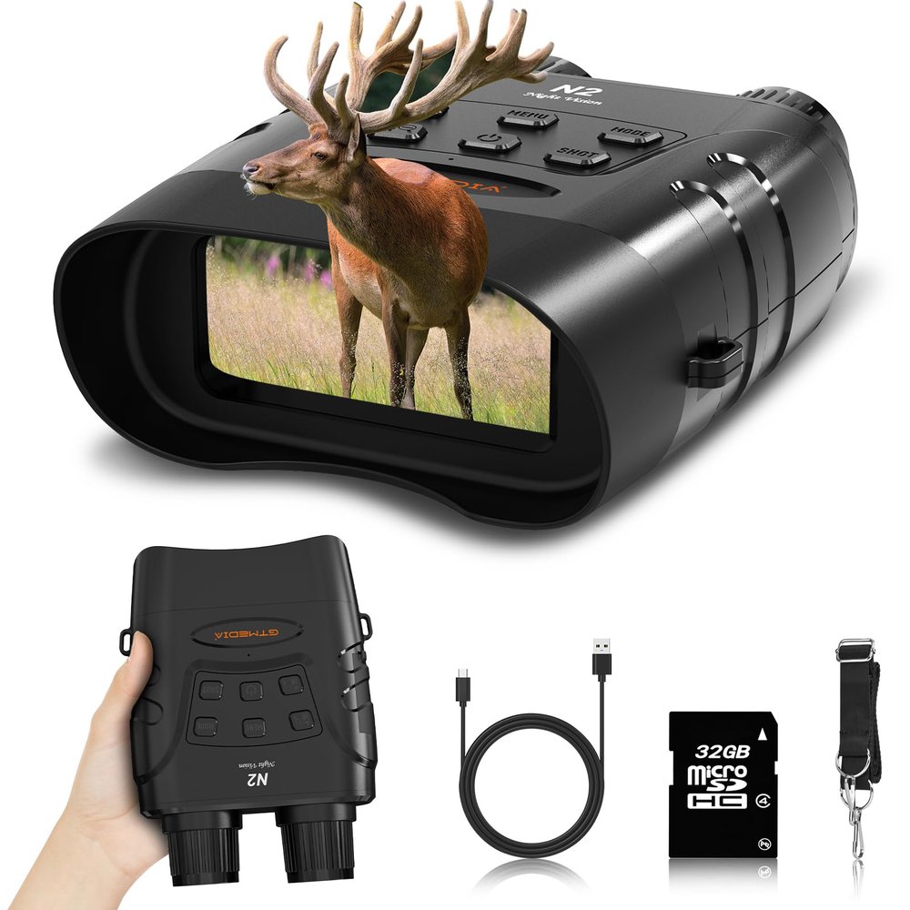 4K Night Vision Goggles, Infrared Night Vision Binoculars for Adults, HD Large Screen Binoculars can Save Photo and Video with 32GB TF Card, Camping & Hunting