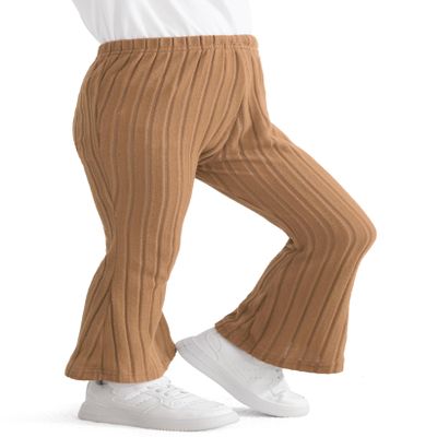 CVXV Baby Girl Elastic Waist Flare Pants Ruffle Toddler Kid Girl Bell-Bottomed Long Pants Trousers,Light Brown,3 Years