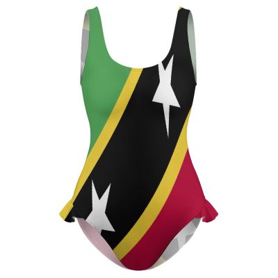 Adugen Origei One-Piece Swimsuit Women Saint Kitts and Nevis Flag Sexy Bathing Suits Beach Bikini M