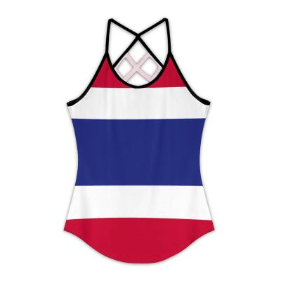Adugen Origei Yoga Women's Performance Stretchy Thailand Flag Sports Workout Running Top Vest S