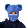 WBANGIAO Bear Ear Balaclava Bear Ear Hat Scarf Halloween Balaclava Funny Hooded e Mask Halloween Hat Masquerade, Approx.57-59cm/22.44-23.23in, Blue view 1