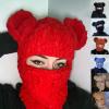 WBANGIAO Bear Ear Balaclava Bear Ear Hat Scarf Halloween Balaclava Funny Hooded e Mask Halloween Hat Masquerade, Approx.57-59cm/22.44-23.23in, Blue view 2
