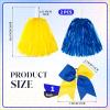 Hanaive 3 Pcs Plastic Cheerleading Pom Poms and Large Cheerleader Hair Bow Metallic Foil Cheer Supplies for Dance Squad Rooters Accessories(Yellow Blue,Matte) view 2