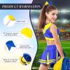 Hanaive 3 Pcs Plastic Cheerleading Pom Poms and Large Cheerleader Hair Bow Metallic Foil Cheer Supplies for Dance Squad Rooters Accessories(Yellow Blue,Matte) view 3