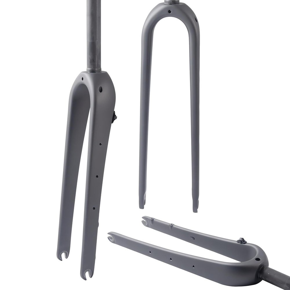 Wkantlaes Matte black,Straight, Gravel Carbon Fiber Rigid Fork 700C Carbon Fiber Road Bike Rigid Fork QR 9Mm Disc Brake Thru Axle 1-1/8'' Straight/Tapered Tube Light Bicycles Front Forks